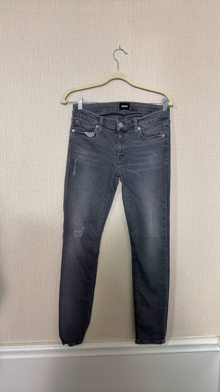 Hudson Distressed Gray Skinny Jeans